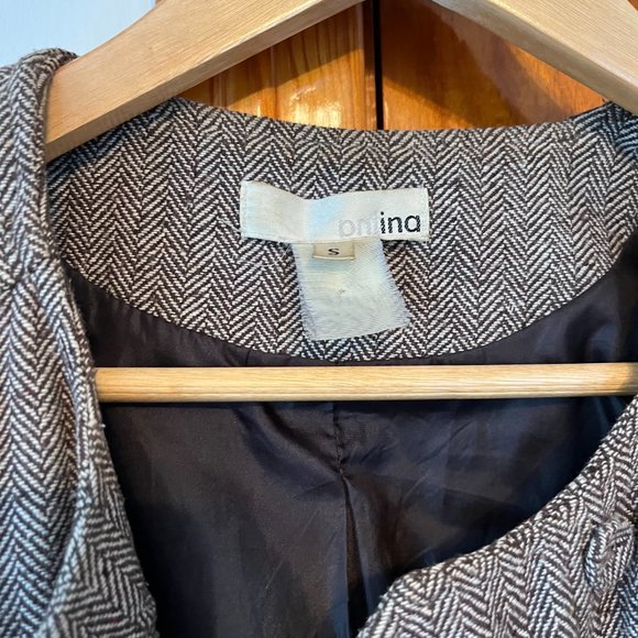 Asymmetrical zip crop Herringbone Tweed jacket - Picture 8 of 9